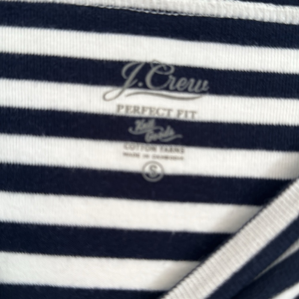 J. Crew navy and white striped long sleeve T-shirt, small - Picture 2 of 2